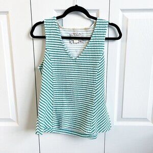 Anthropologie Maeve Franconia Green White Tank Top Women's Size Small S